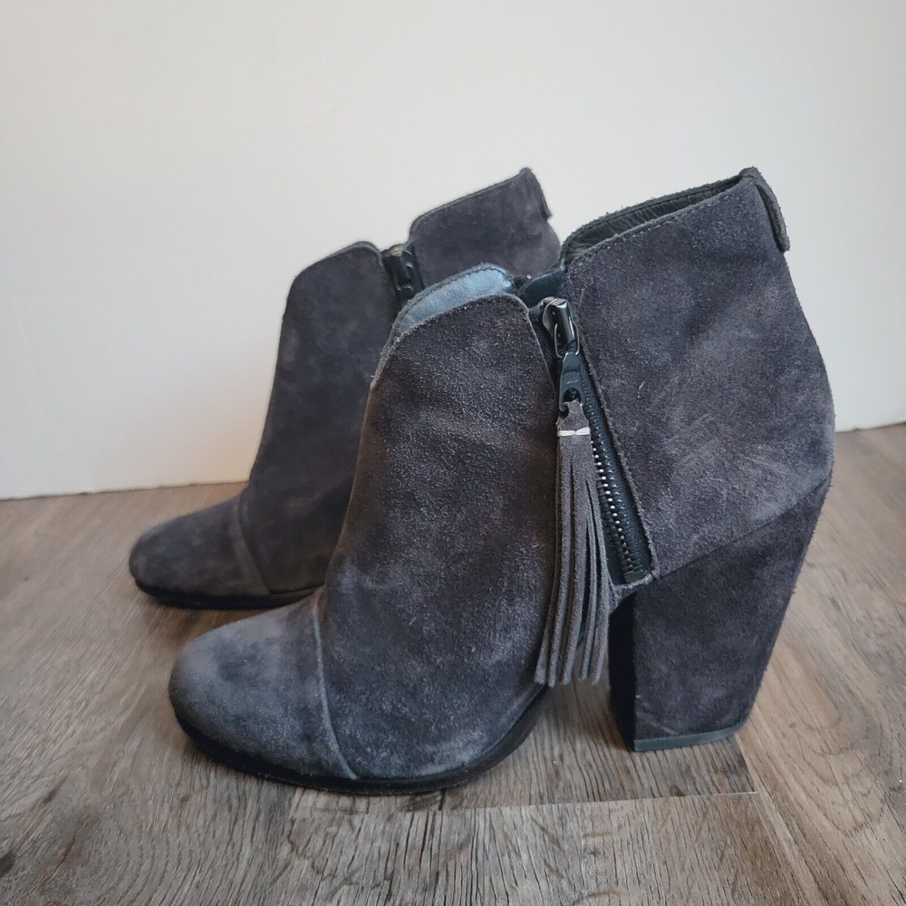 Rag & Bone‎ Margot ankle boots US size 8 EU 38 gray suede dual zip with tassels - Picture 4 of 12